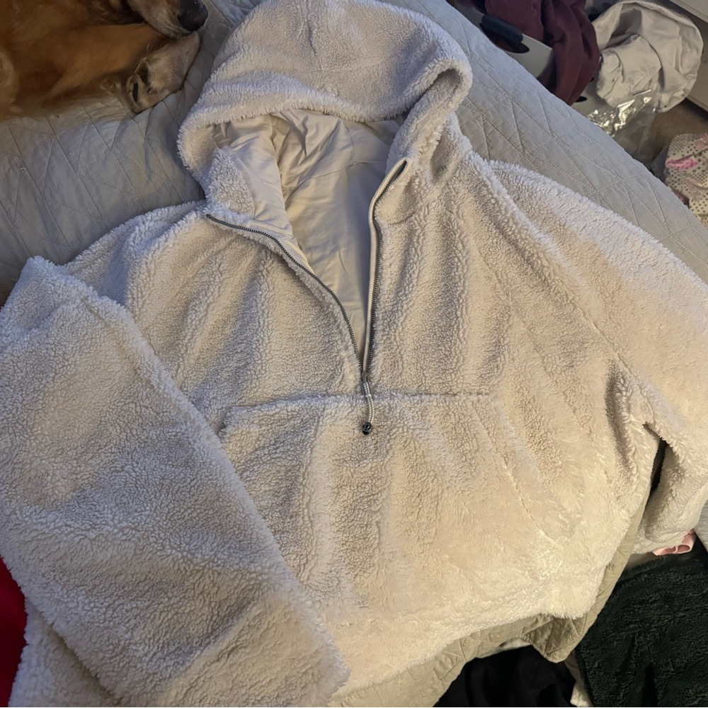 Lululemon Scuba Oversized Half Zip Fleece in White Opal (L/ XL)